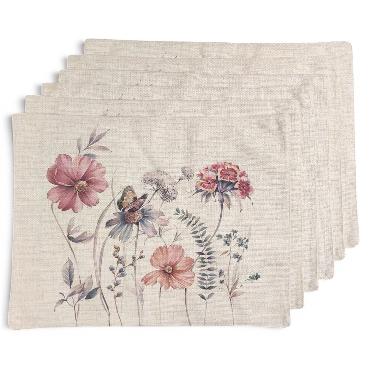 GENERICO - Set 6 Individuales de Lino 35x45 Tela Repelente a Liquido - antimancha m23