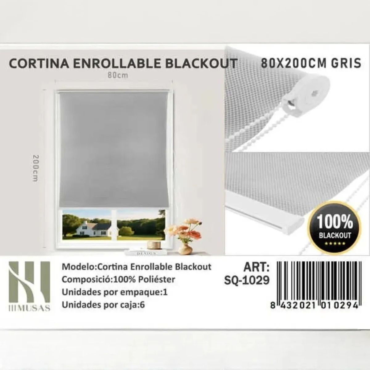 GENERICO - Cortina Roller Blackout 80X200Cm