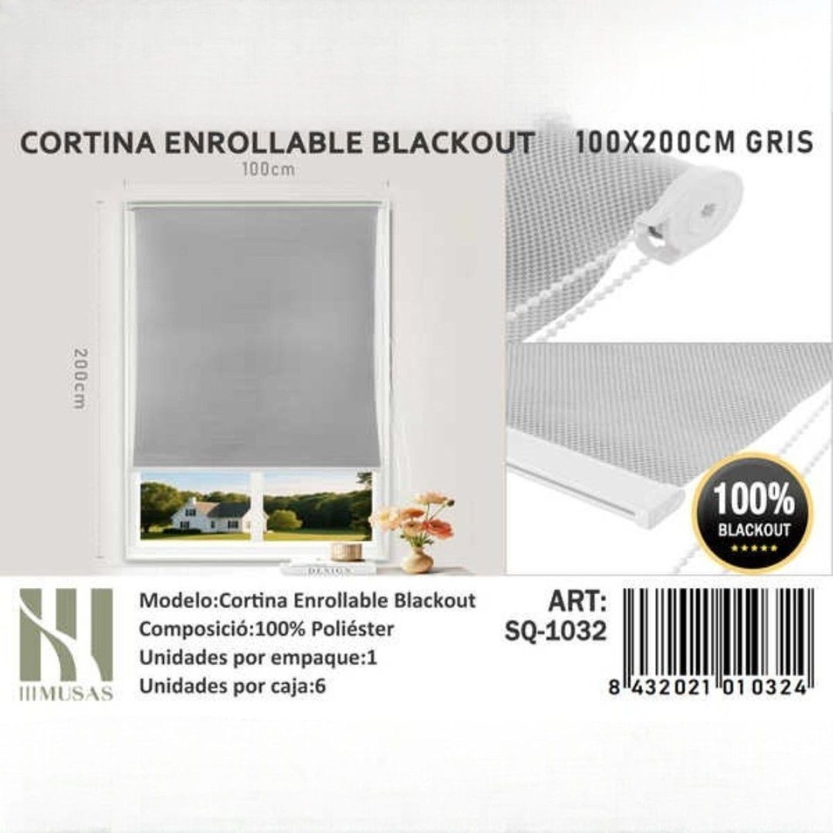 GENERICO - Cortina Roller Blackout100X200Cm