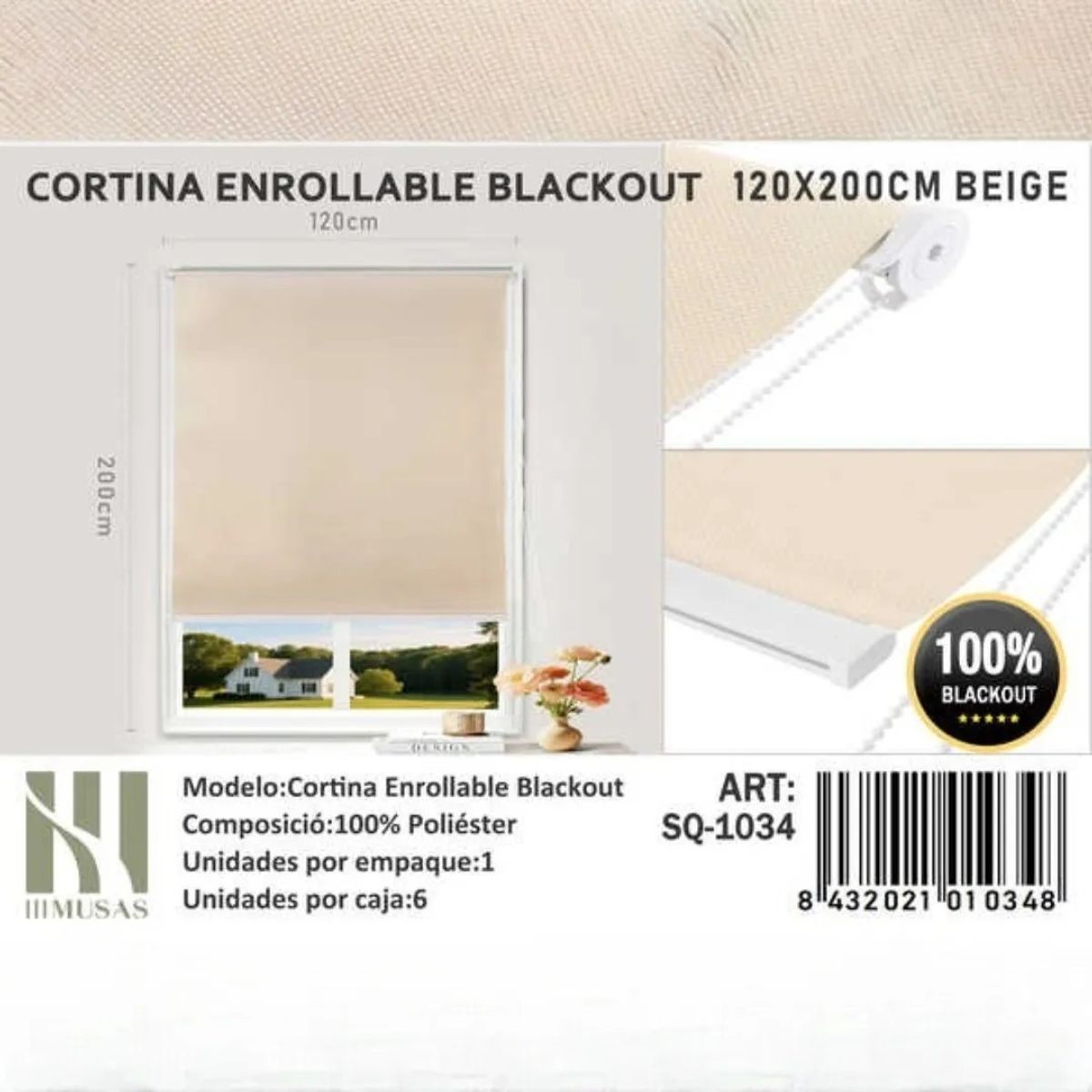 GENERICO - Cortina Roller Blackout120X200Cm
