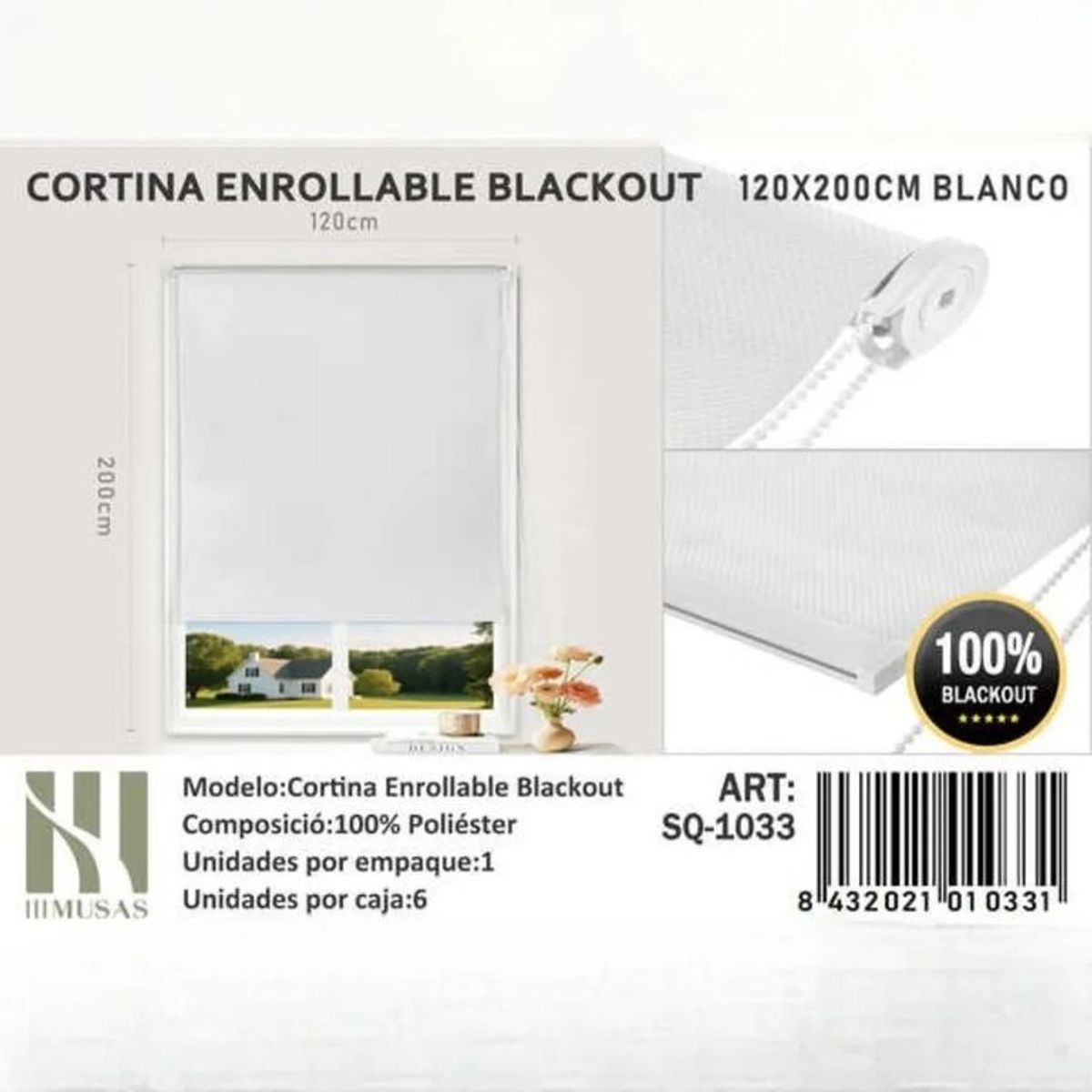 GENERICO - Cortina Roller Blackout120X200Cm