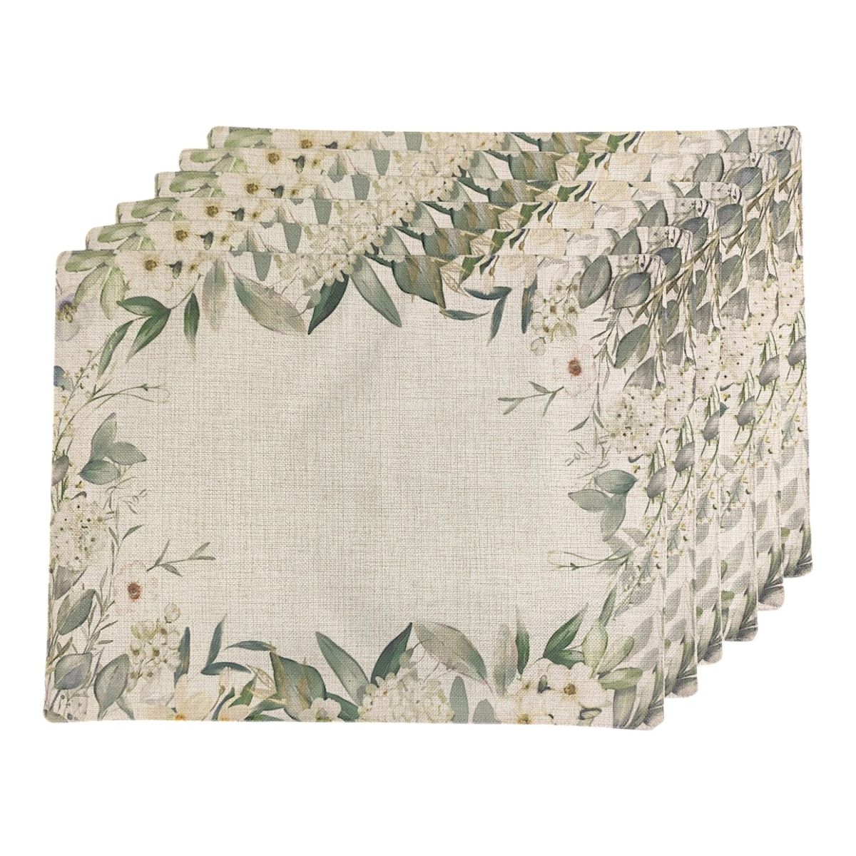GENERICO - Set 6 Individuales de Lino 35x45 Tela Repelente a Liquido - antimancha m26