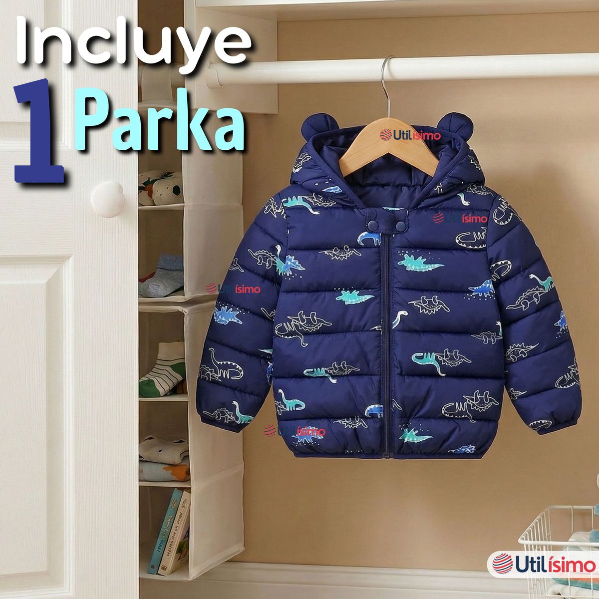 JUMP KIDS - Parka Con Capucha Térmica Poliester Niño Dinosaurio