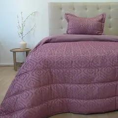 DORAL - CUBRECAMA PLUMON TOUCH DELUXE ROSA VIEJO 1.5 PLAZAS