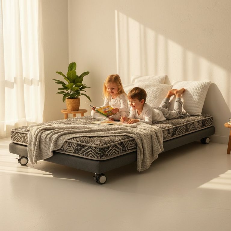 Cama 1 Plaza Box 8 cm L180 cm + Colchon Modelo Ideal - Rueda Divan