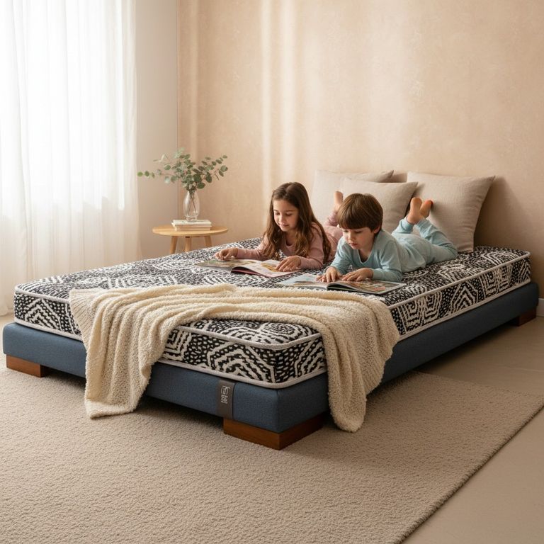 Cama 1.5 Plaza Box 8 cm L190 cm + Colchon Modelo Ideal - Pata 6.5 Cm