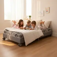 BLOCCARE - Cama 1 Plaza Box 13 cm L180 cm + Colchon Modelo Ideal - Pata 24 Cm