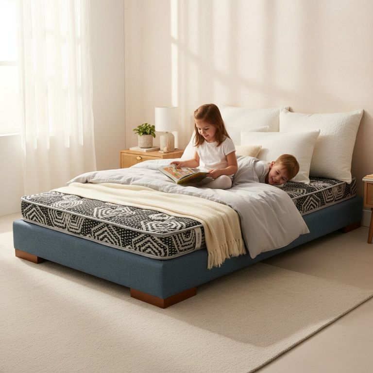 Cama 1.5 Plaza Box 13 cm L190 cm + Colchon Modelo Ideal - Pata 6.5 Cm