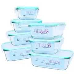 GENERICO - 7 Taper Contenedores Herméticos Vidrio Templado Vitrauss