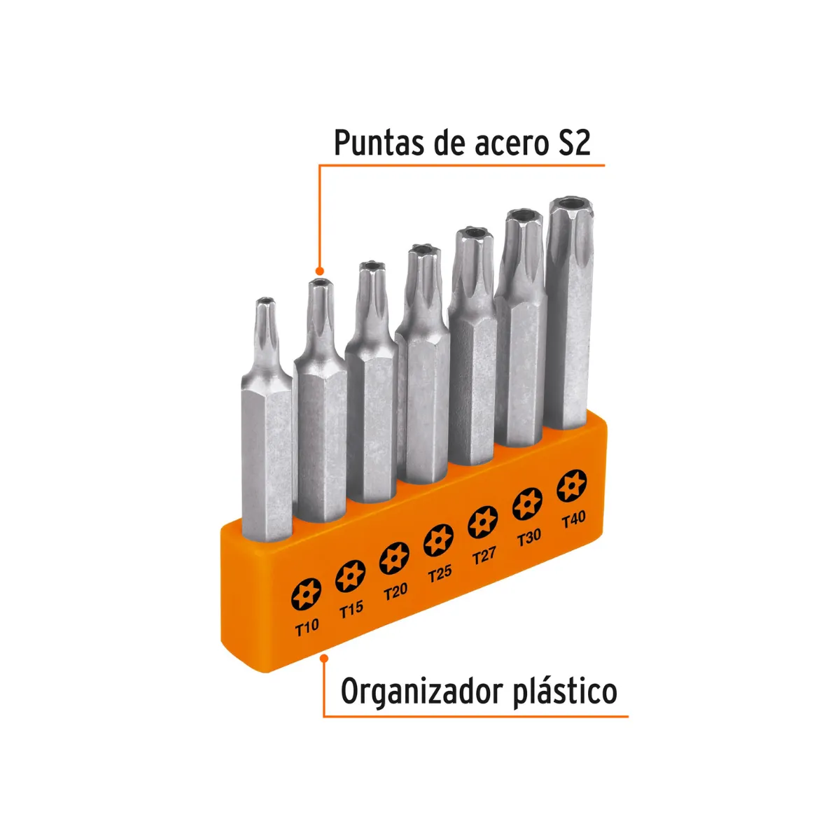 TRUPER - Juego Puntas Torx 2 Pulgadas 7 Piezas Truper