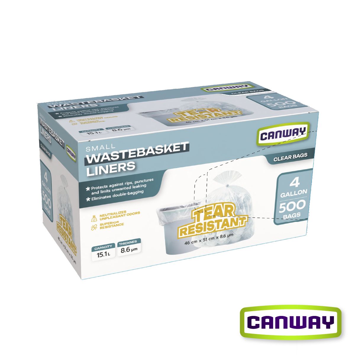 CANWAY - Bolsas Basura Papelero 46 x 51 cm Canway 500 un Kiosclub