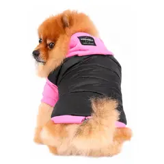 CAMON - PARKA IMPERMEABLE ROSA Y NEGRA GORRO- XL