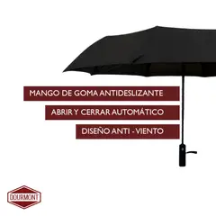 DOURMONT - Paraguas Retráctil Resistente Automático Negro
