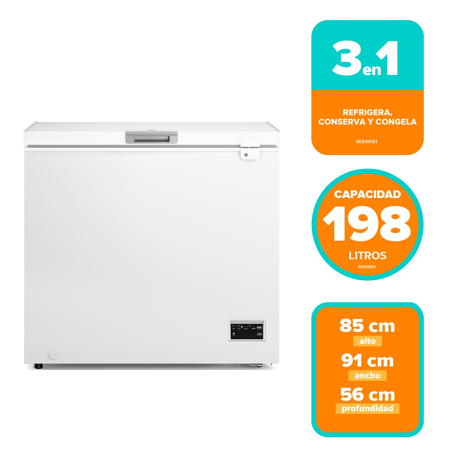 MADEMSA Congelador Freezer Horizontal Dual 198L Inverter Frío