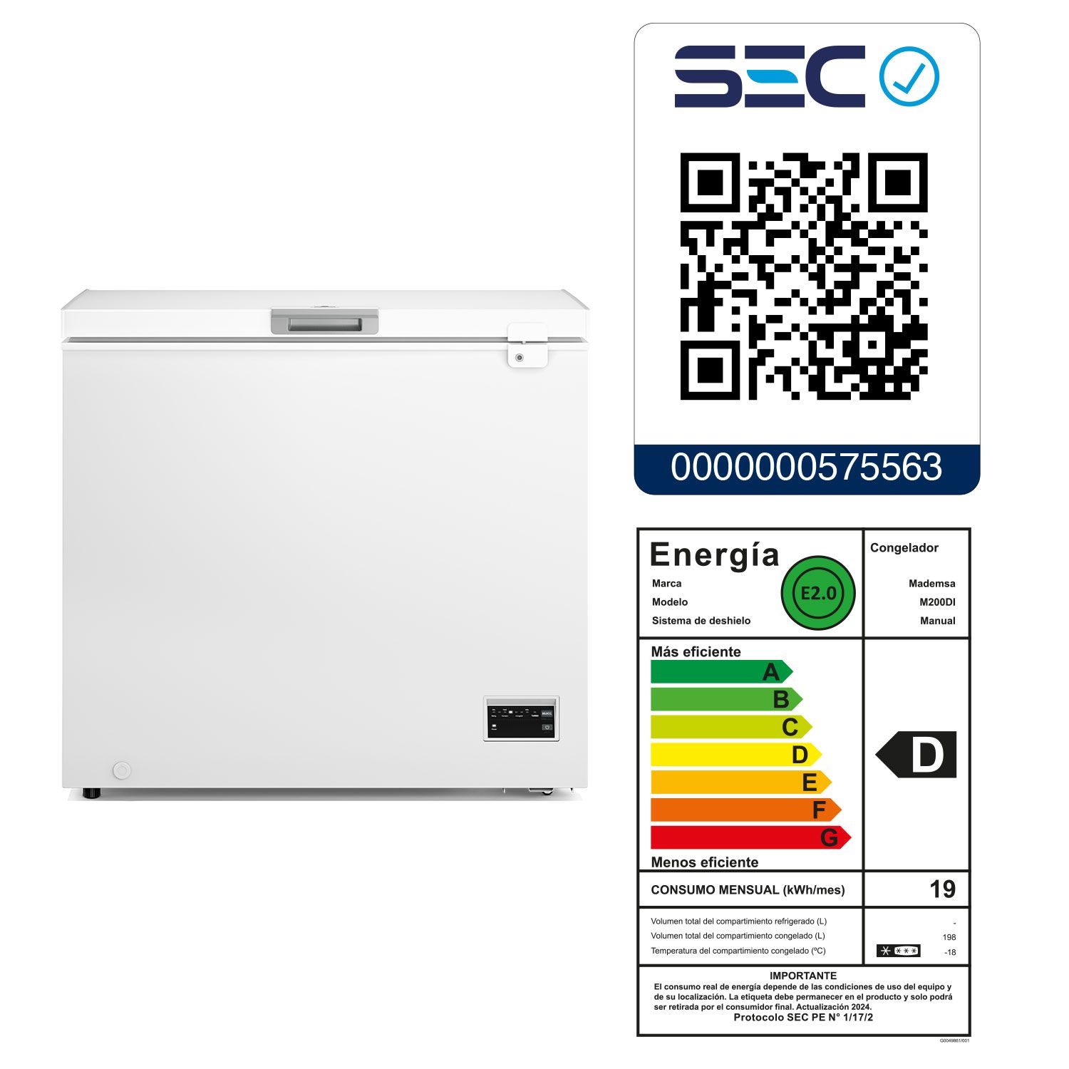 MADEMSA Congelador Freezer Horizontal Dual 198L Inverter Frío