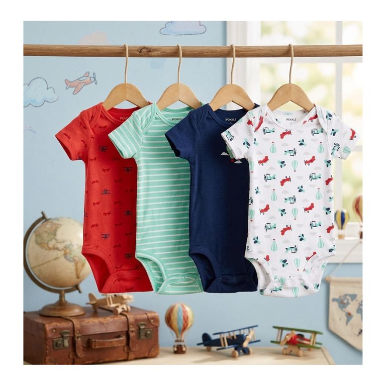 Pack 4 Bodys Disenos Surtidos 100% Algodon Multicolor 6 MESES