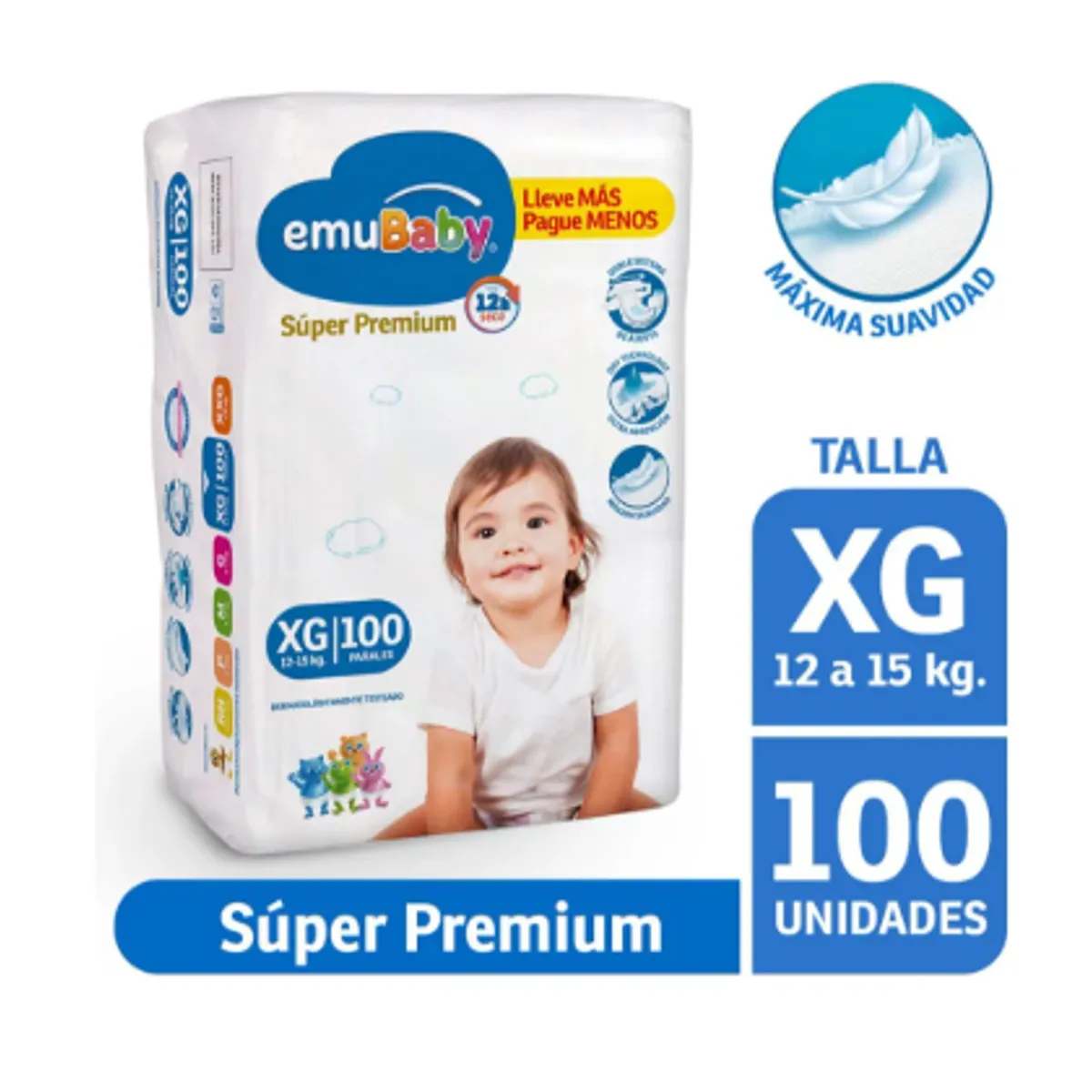 EMUBABY - Pañal Emubaby Super Premium, 100 Un