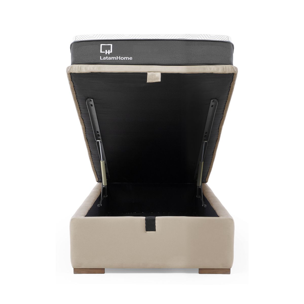 LATAM HOME - Cama Funcional Boxet 1 1/2 Plaza Colchon Resortes New Top Funda Lavable Tela Beige