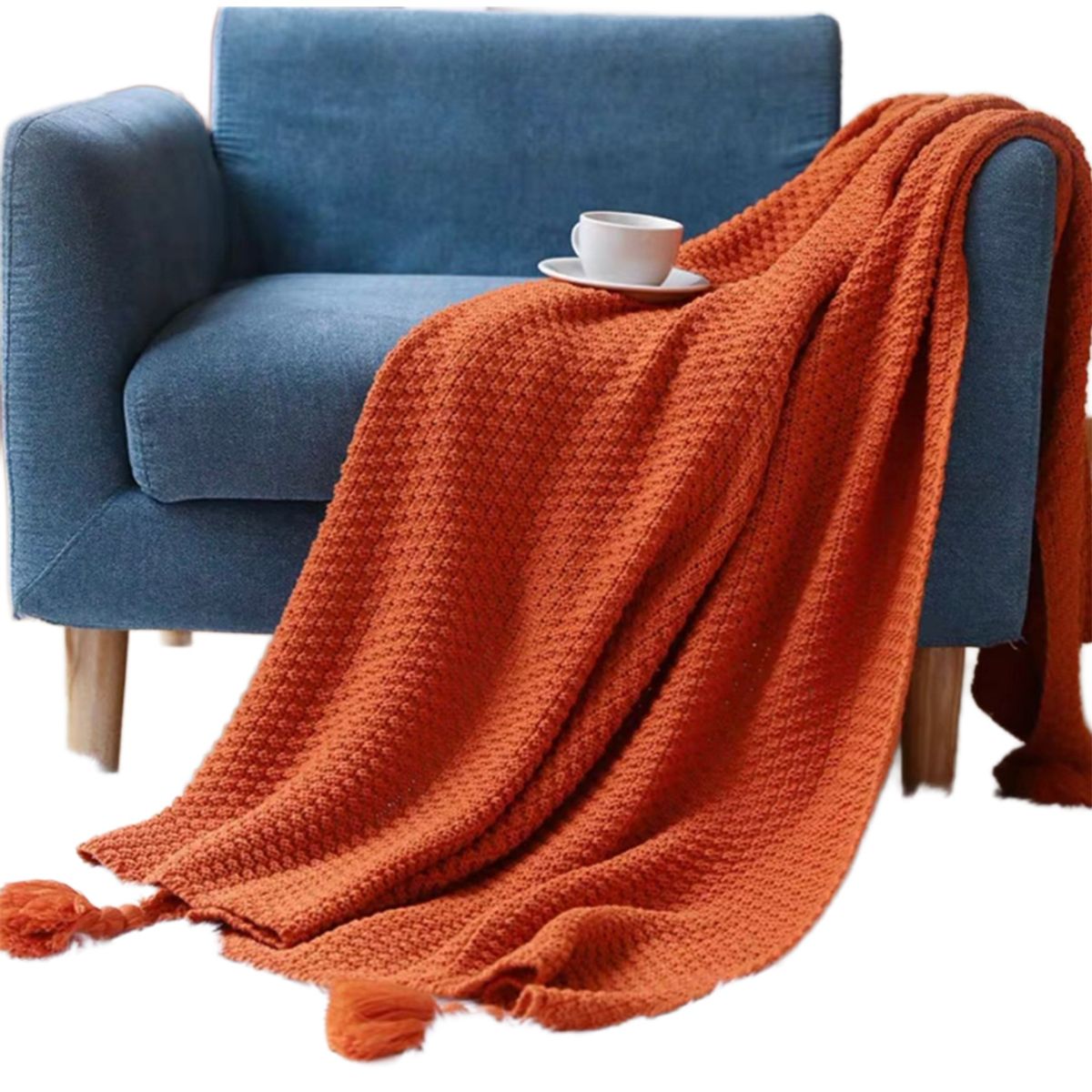 GENERICO - Manta Para Sofa Estilo Boho Con Pompones