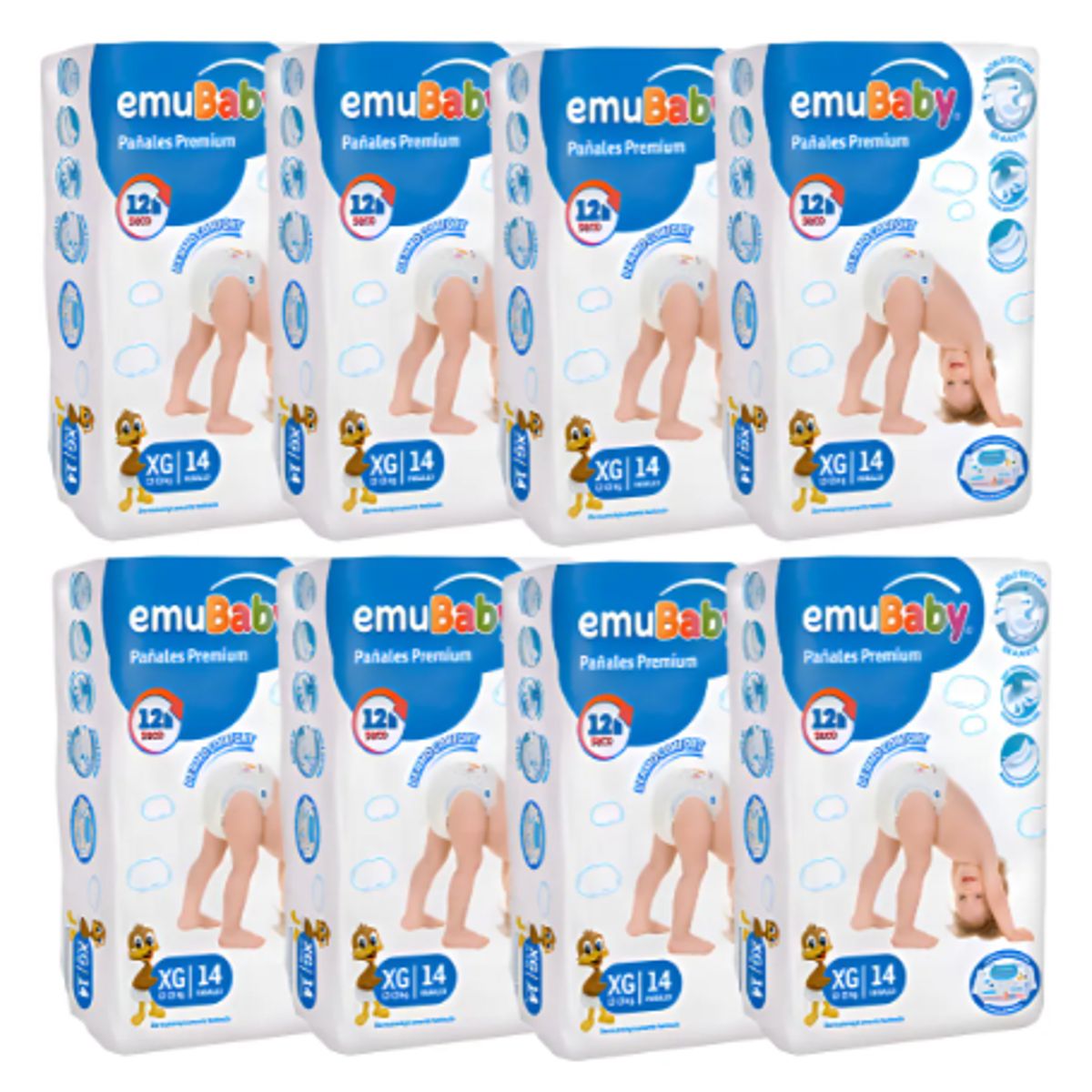 EMUBABY - Emubaby Premium x8 paquetes 112 pañales
