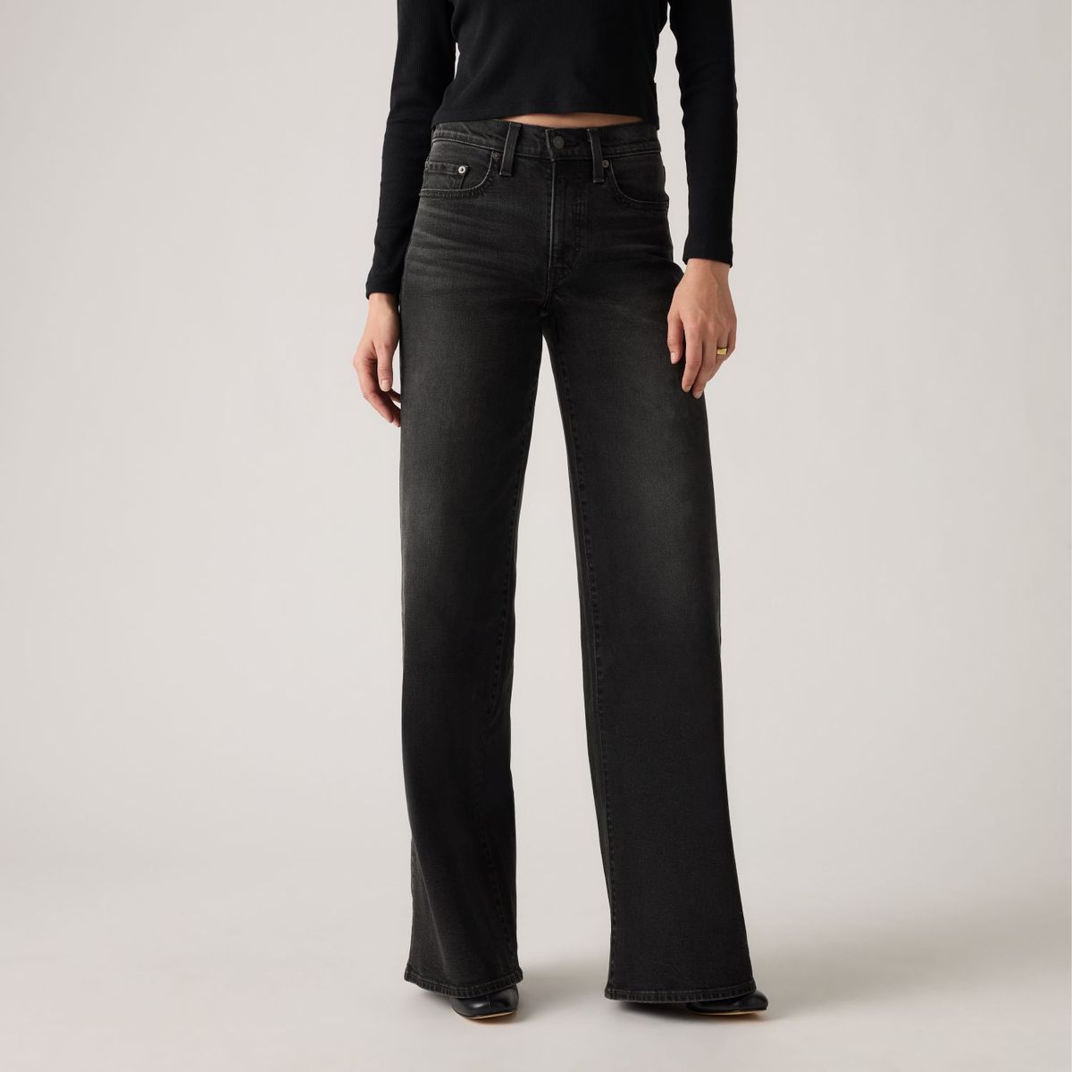 LEVIS - Jeans Mujer High Rise 728 Wide Leg Negro Levis