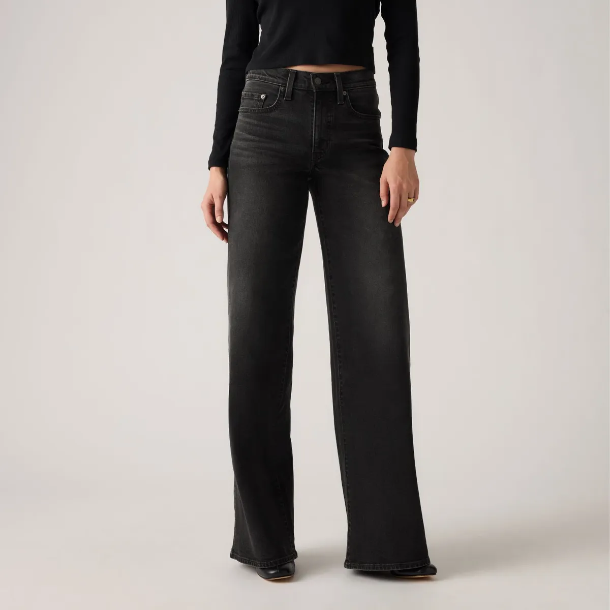 LEVIS - Jeans Mujer High Rise 728 Wide Leg Negro Levis