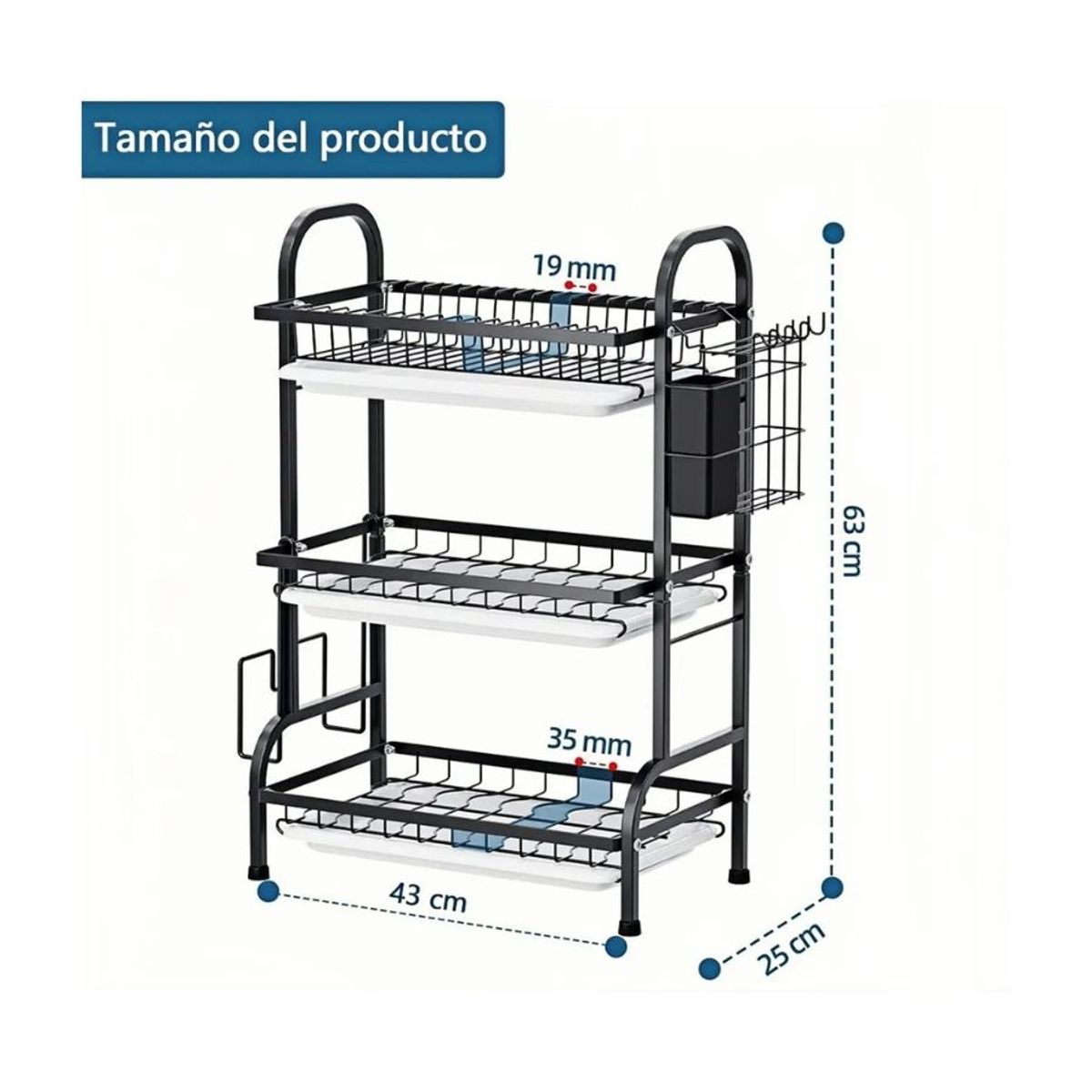 GENERICO - Secador Escurridor De Platos 3 Niveles Acero Inoxidable