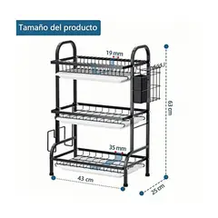 GENERICO - Secador Escurridor De Platos 3 Niveles Acero Inoxidable