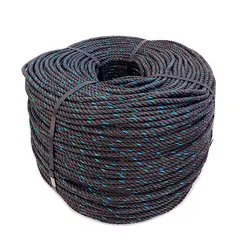 MARIENBERG - Cuerda Rafía de 24kg aprox 4,8mm Negro con Pinta Azul 1 unidad