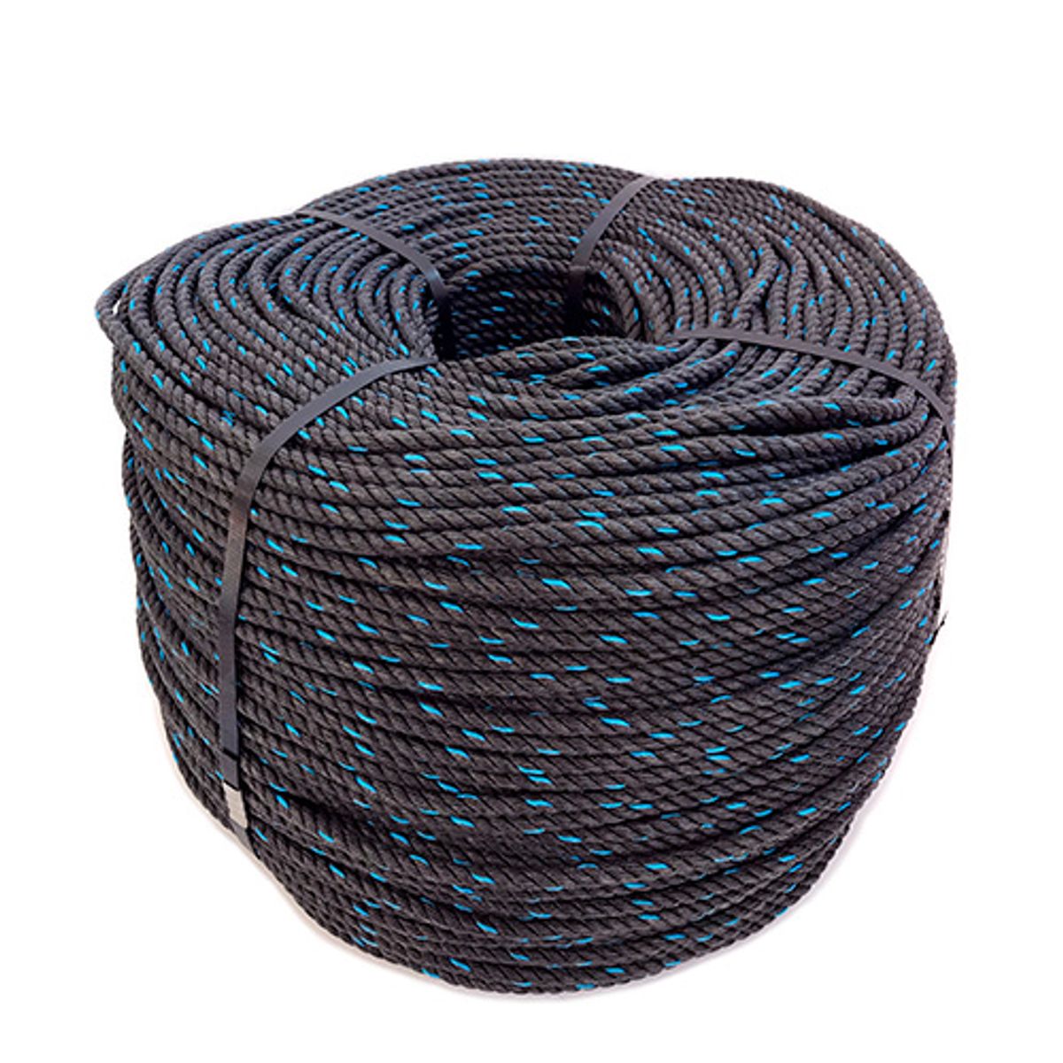 MARIENBERG - Cuerda Rafía de 52kg aprox 14,3mm Negro con Pinta Azul 1 unidad