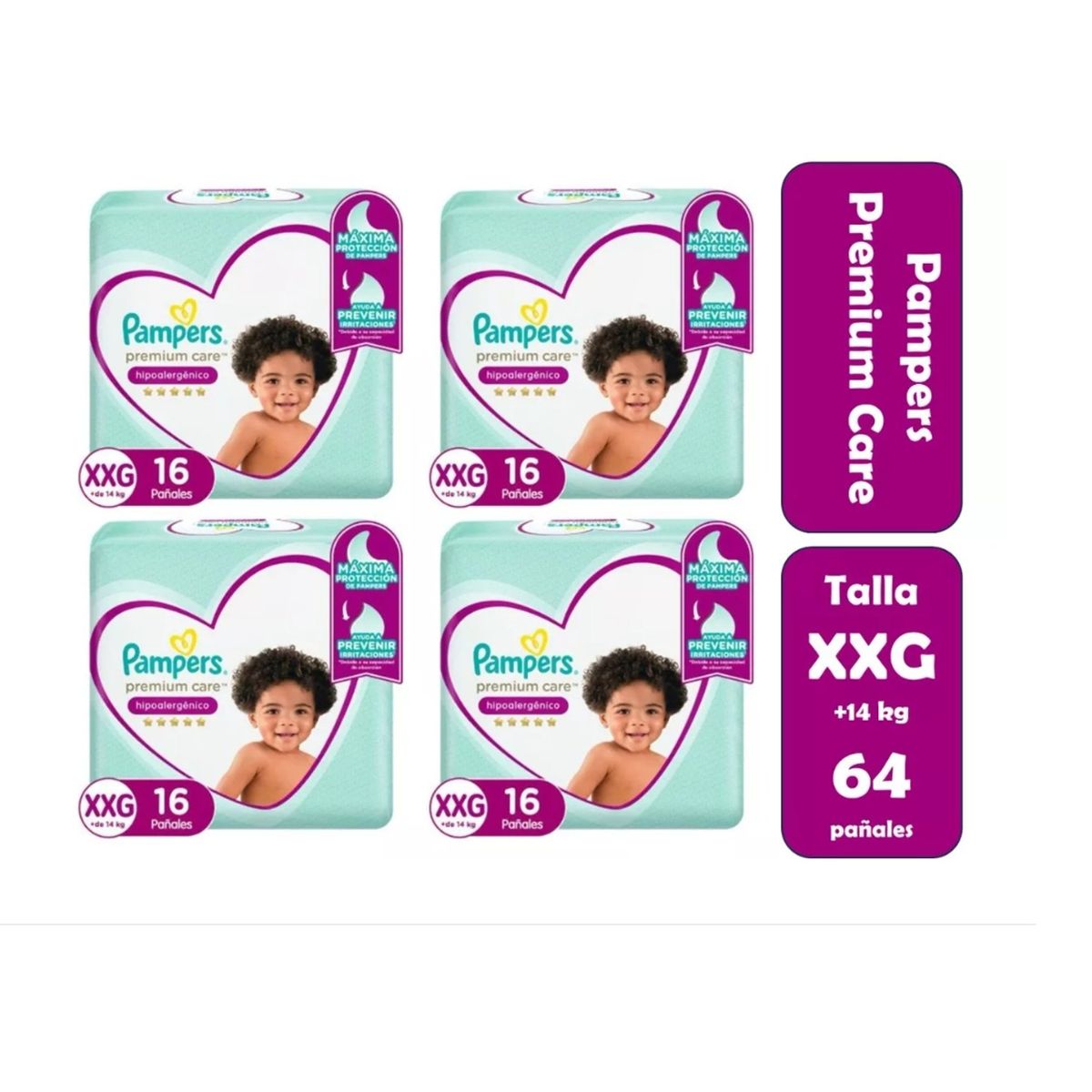 PAMPERS - Pañales Pampers Premium Care 64 Unidades
