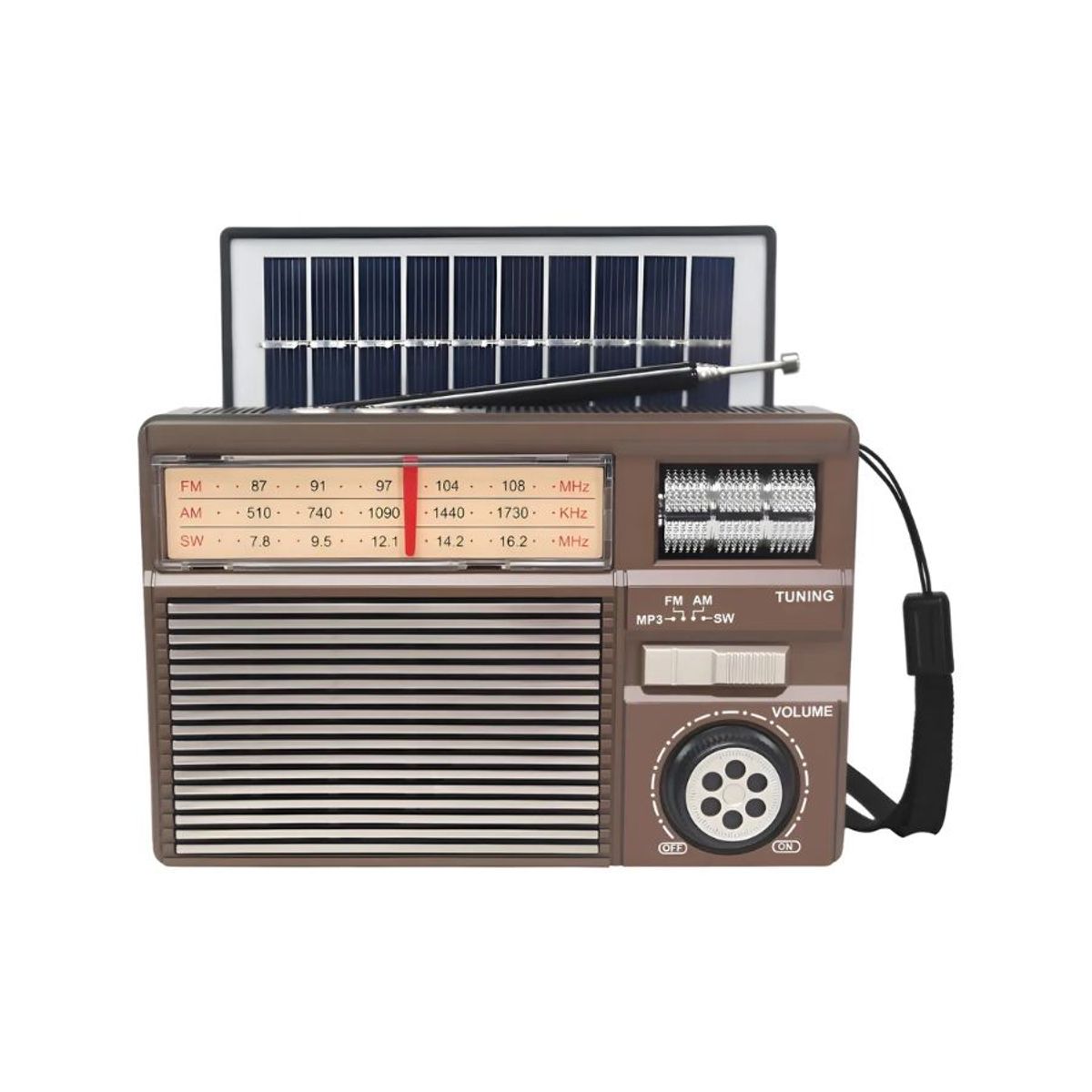 GENERICO - Radio Retro Solar Con USB Y Bluetooth Portátil