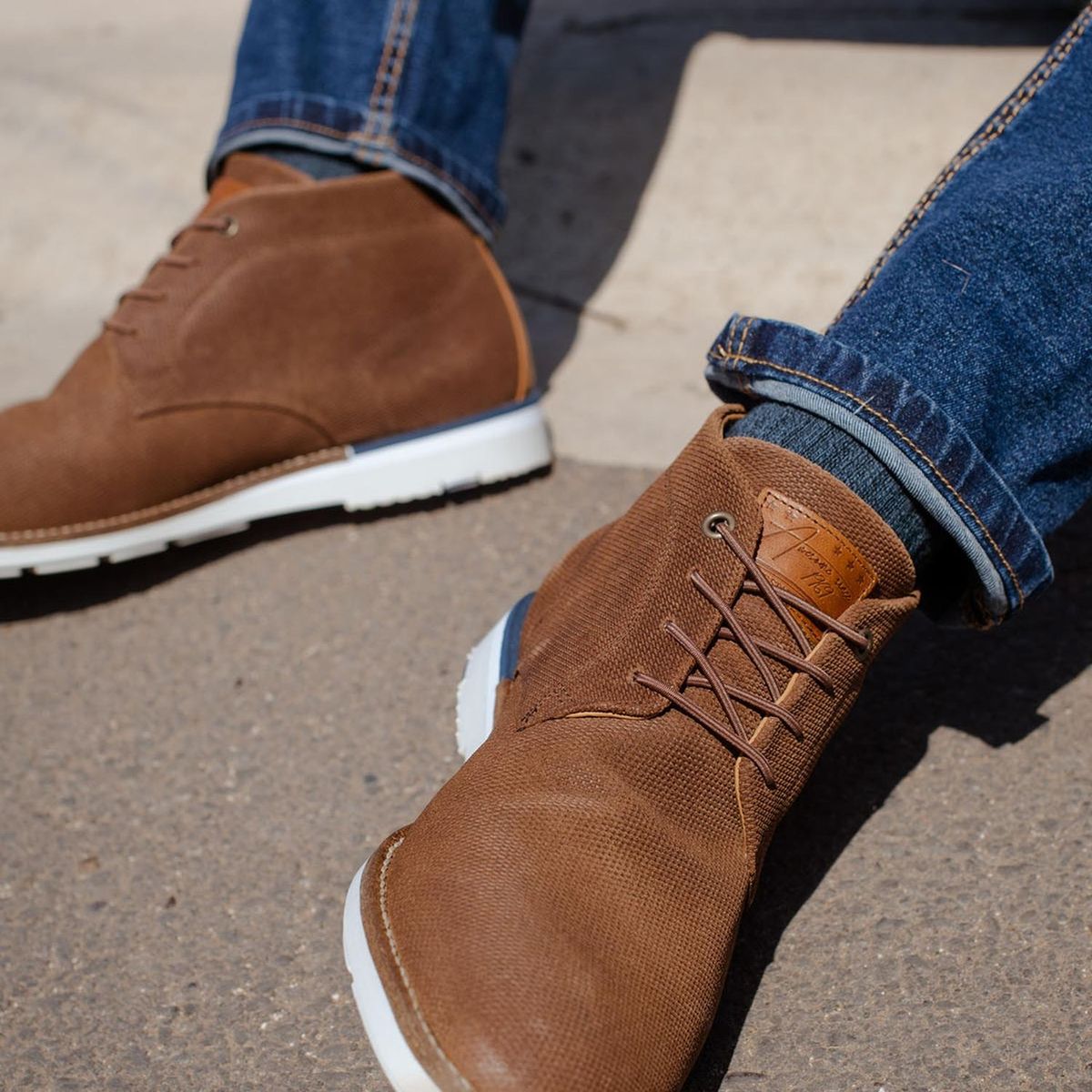 BULLBOXER - Botines Hombre Cuero Cordones Elasticados Varos-6-76 Brandy Bullboxer