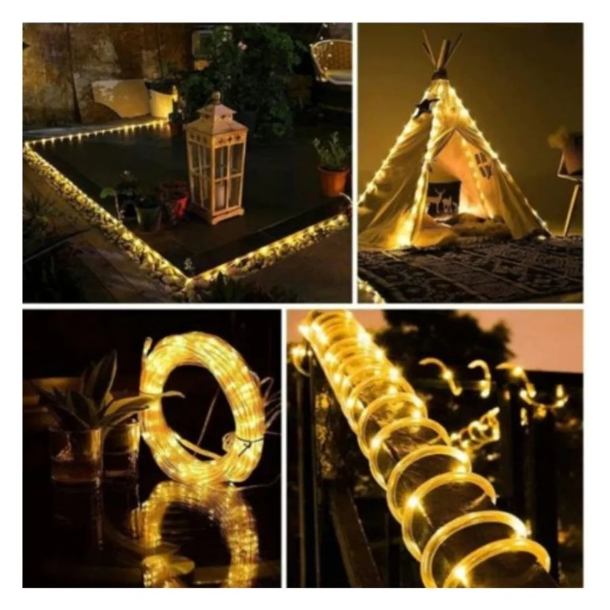 GENERICO - Guirnalda Manguera Decorativa Led Solar 10 Metros Calida Amarillo