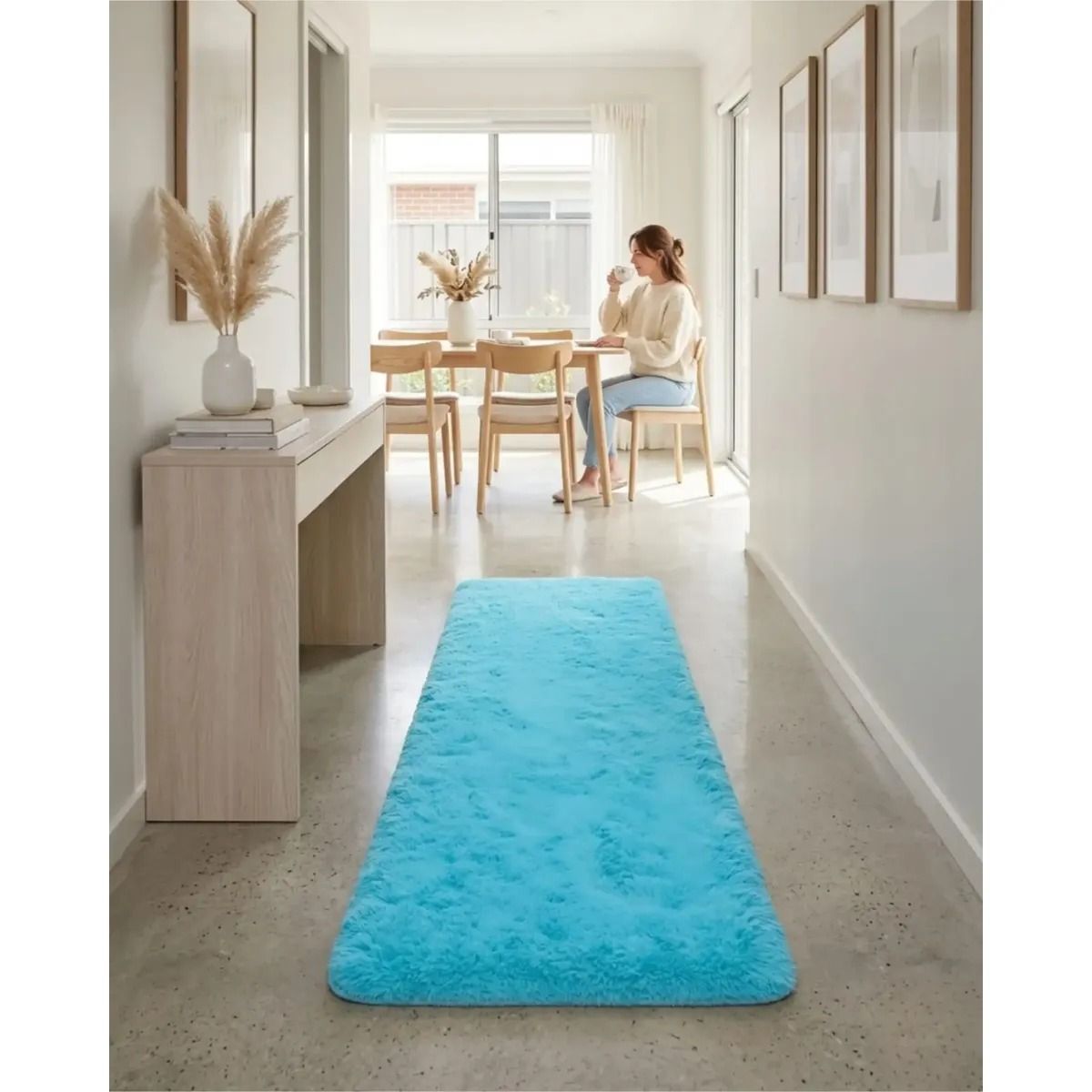 GENERICO - ALFOMBRA BAJADA DE CAMA PASILLERA CELESTE