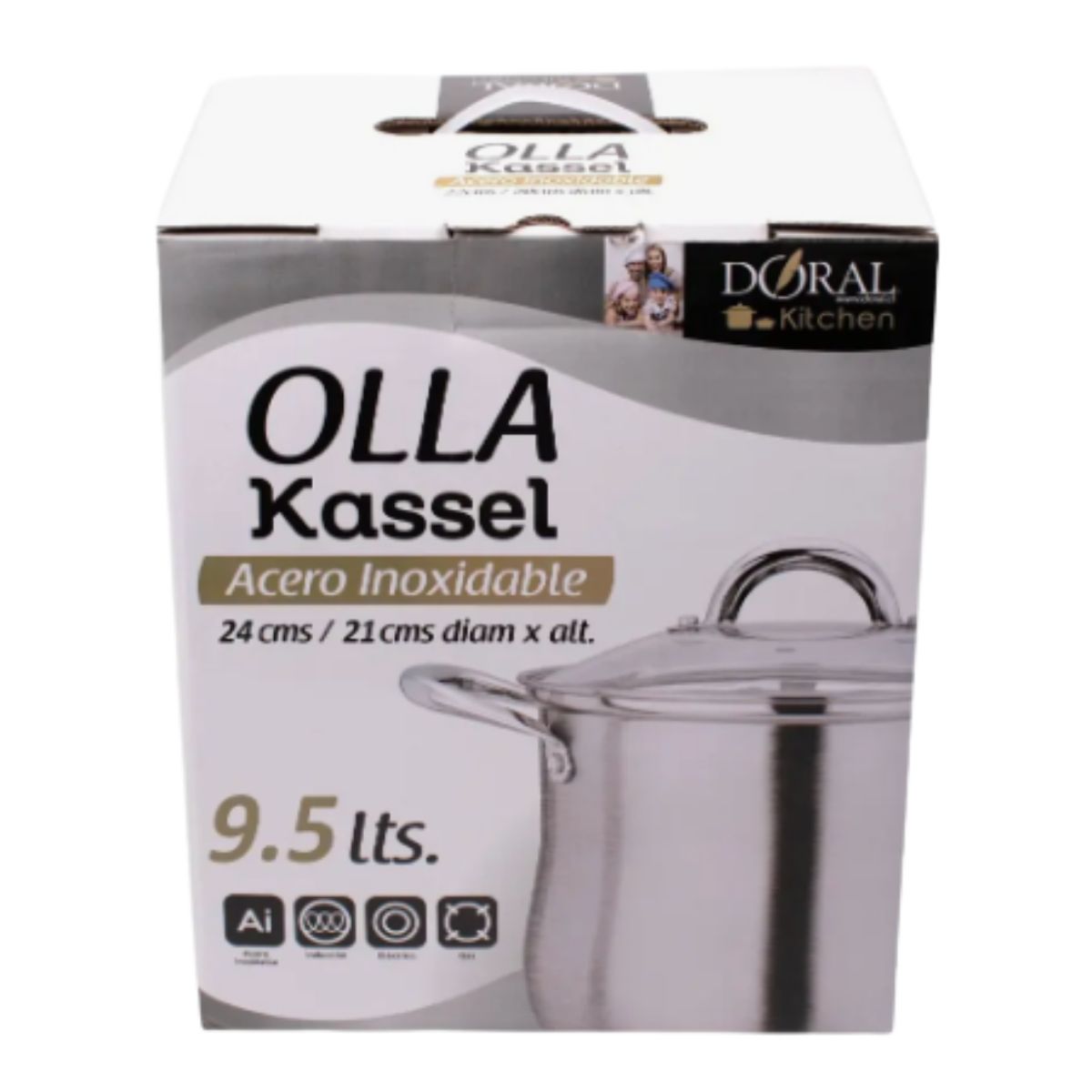 DORAL - Olla con Tapa Vidrio 24 cm Línea Kassel