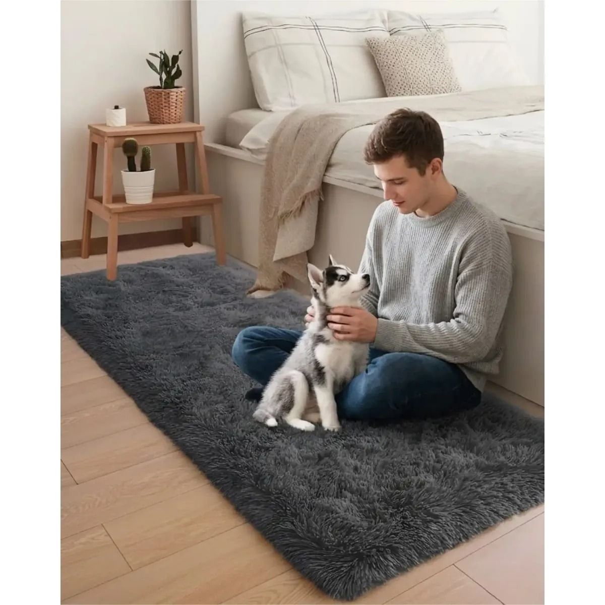 GENERICO - ALFOMBRA BAJADA DE CAMA PASILLERA GRIS OSCURO