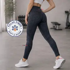 UTILISIMO - Calza Polar Con Chiporro Térmica Mujer Elásticada Pantalón Negro Jeans