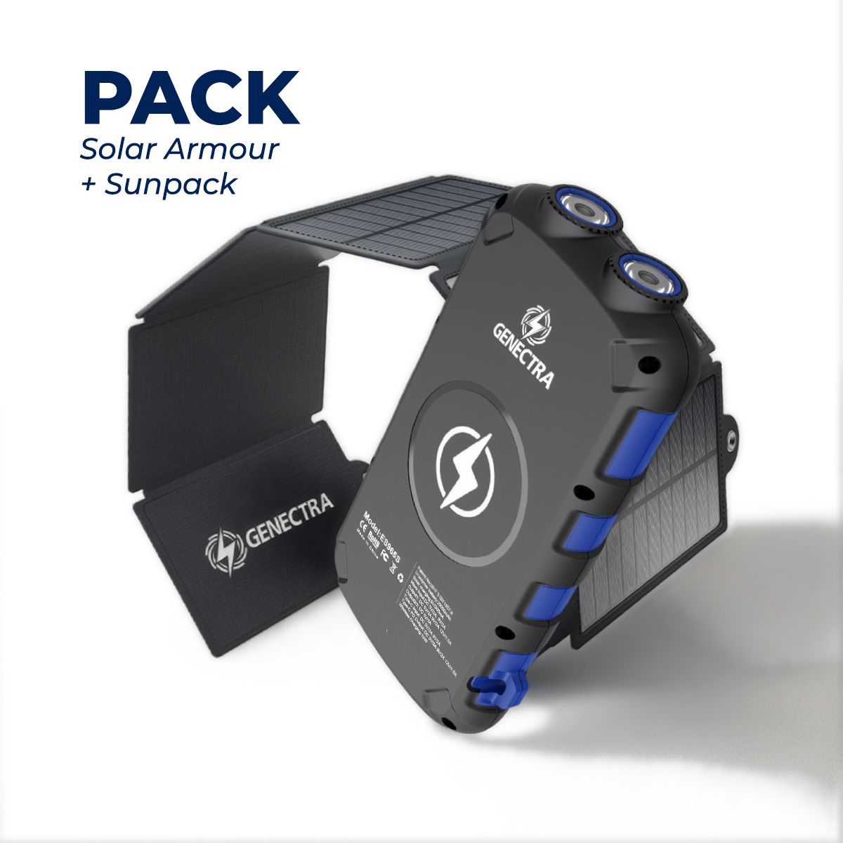 GENECTRA - Pack Powerbank Solar Armour 20.000mah Panel Solar Portátil 12W