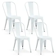 GENERICO - Pack 4 Silla Metal Tolix Blanca