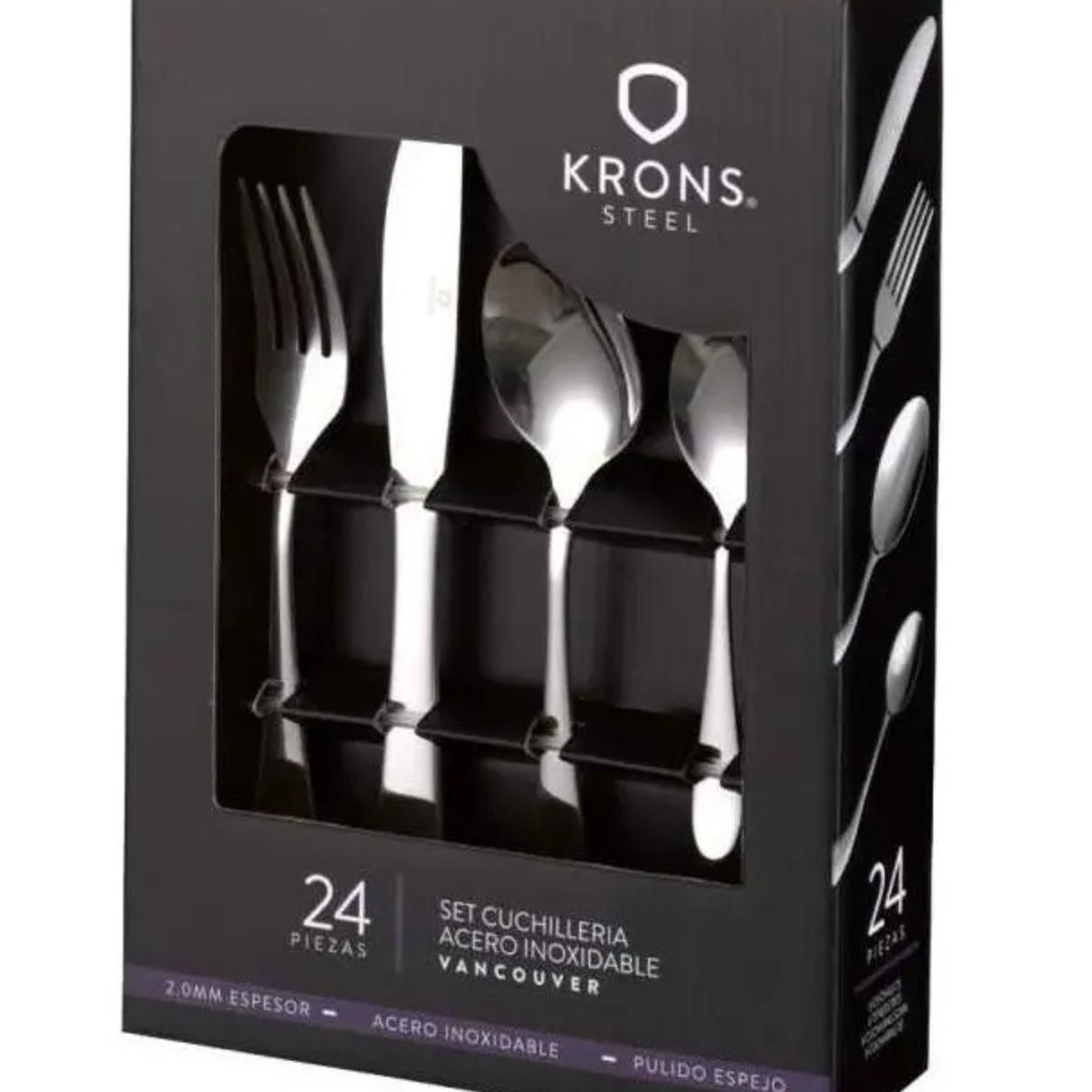 KRONS - Set Cuchillería Krons Vancouver 24 Piezas Acero Inoxidable Plateado