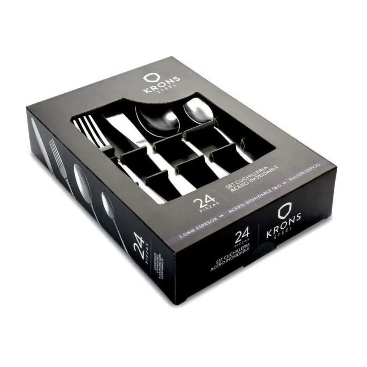 KRONS - Set Cuchillería Krons Vancouver 24 Piezas Acero Inoxidable Plateado