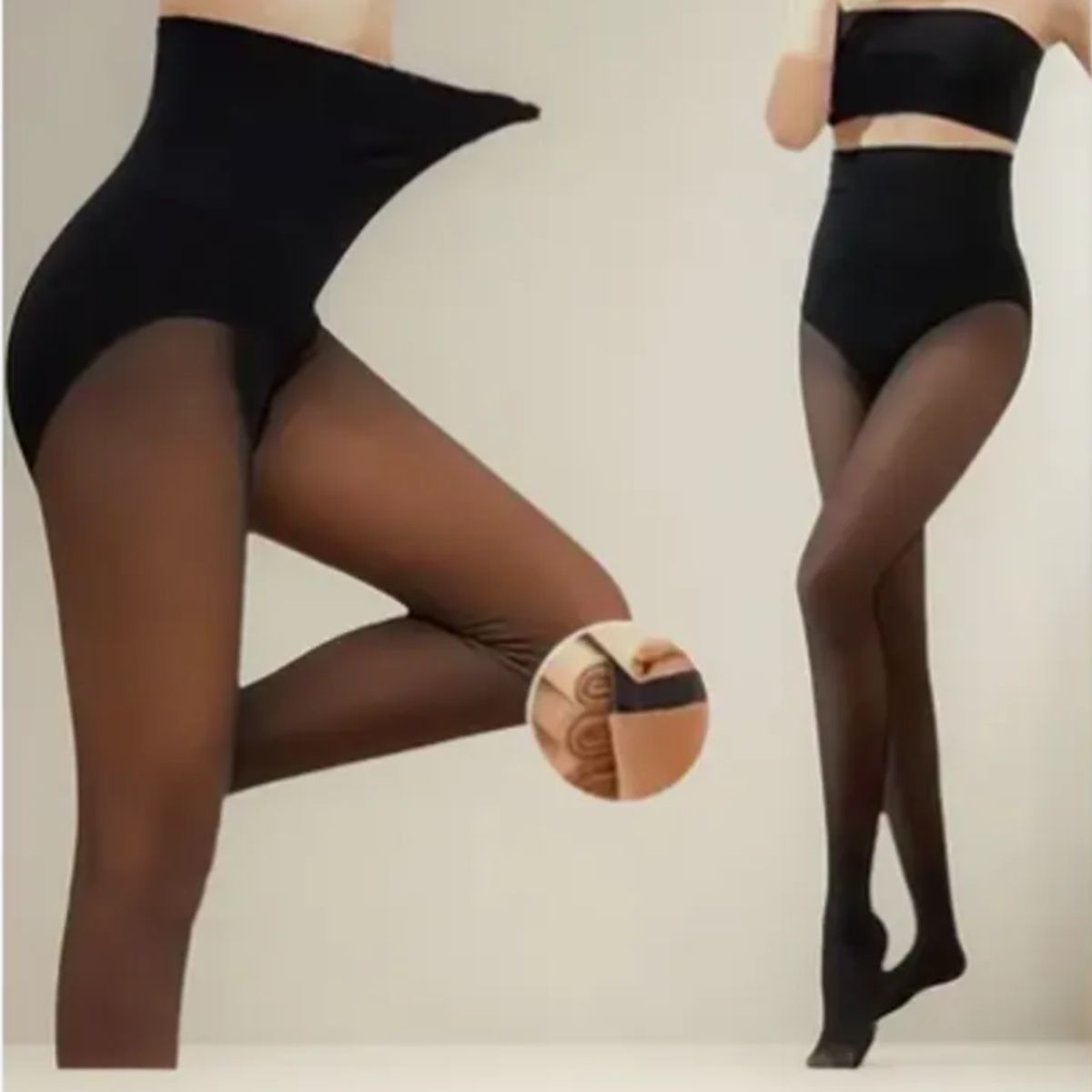 OMAS - Panty Efecto Piel Mujer con Micropolar Térmicas con Cuadro reductor