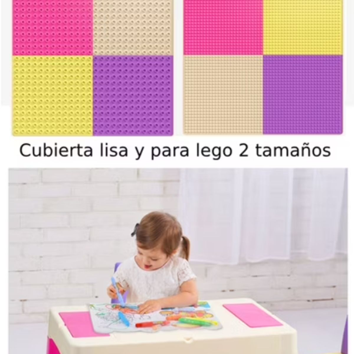 KIDSCOOL - Juego de Mesa Infantil Multifuncional + 2 Sillas Pink
