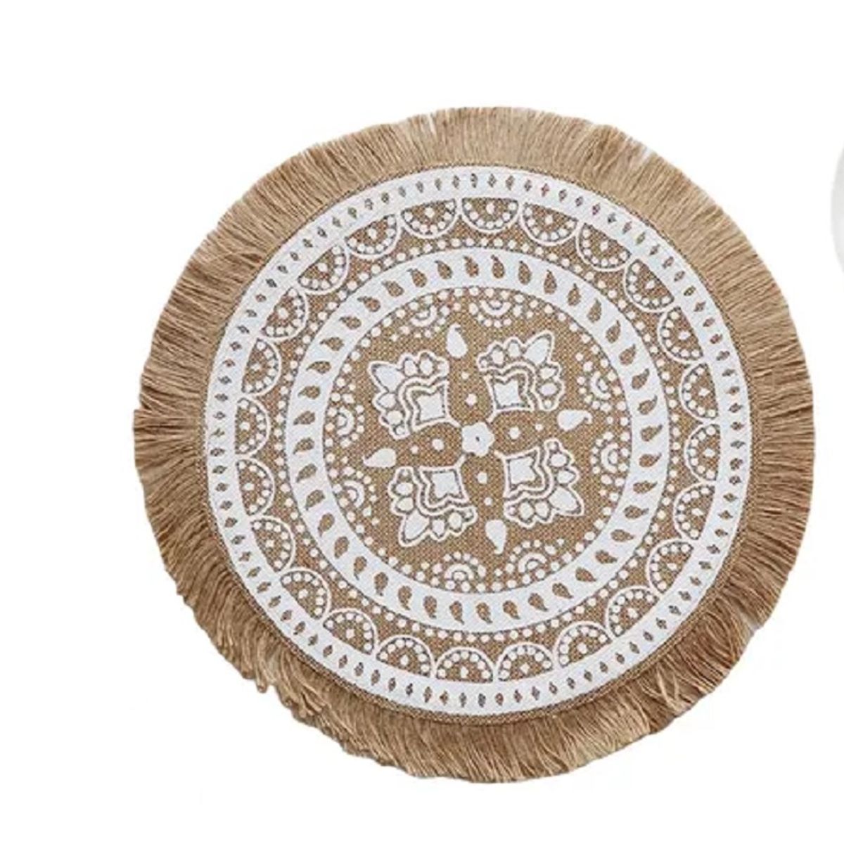 GENERICO - Manteles Individuales De Mesa con decoración Etnia, yute 38 cm