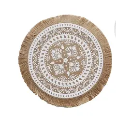 GENERICO - Manteles Individuales De Mesa con decoración Etnia, yute 38 cm