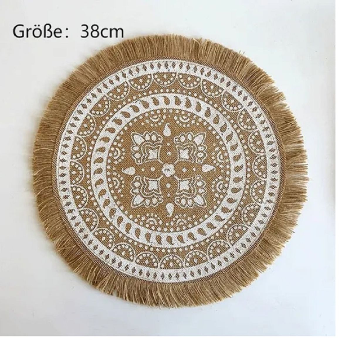GENERICO - Manteles Individuales De Mesa con decoración Etnia, yute 38 cm