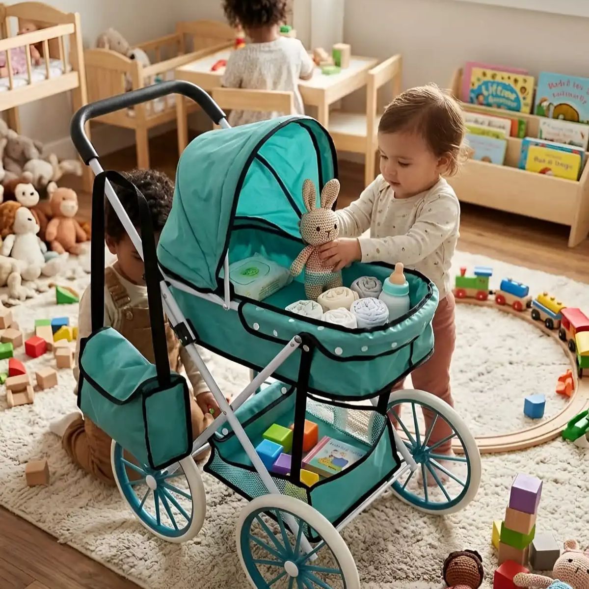 GENERICO - Coche De Paseo Para Muñecas Diseño Clásico + Bolso Accesorios