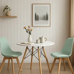 CORI CORI - Juego de Comedor Mesa 80cms Blanca + 2 Sillas Tulip