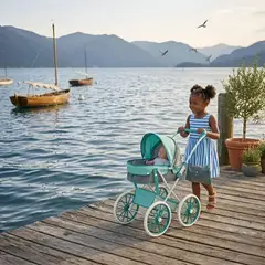 GENERICO - Coche De Paseo Para Muñecas Diseño Clásico + Bolso Accesorios